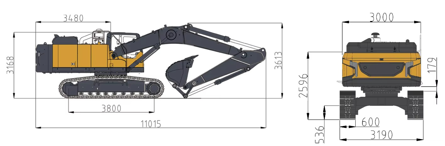 Detalle de la excavadora SH330 3